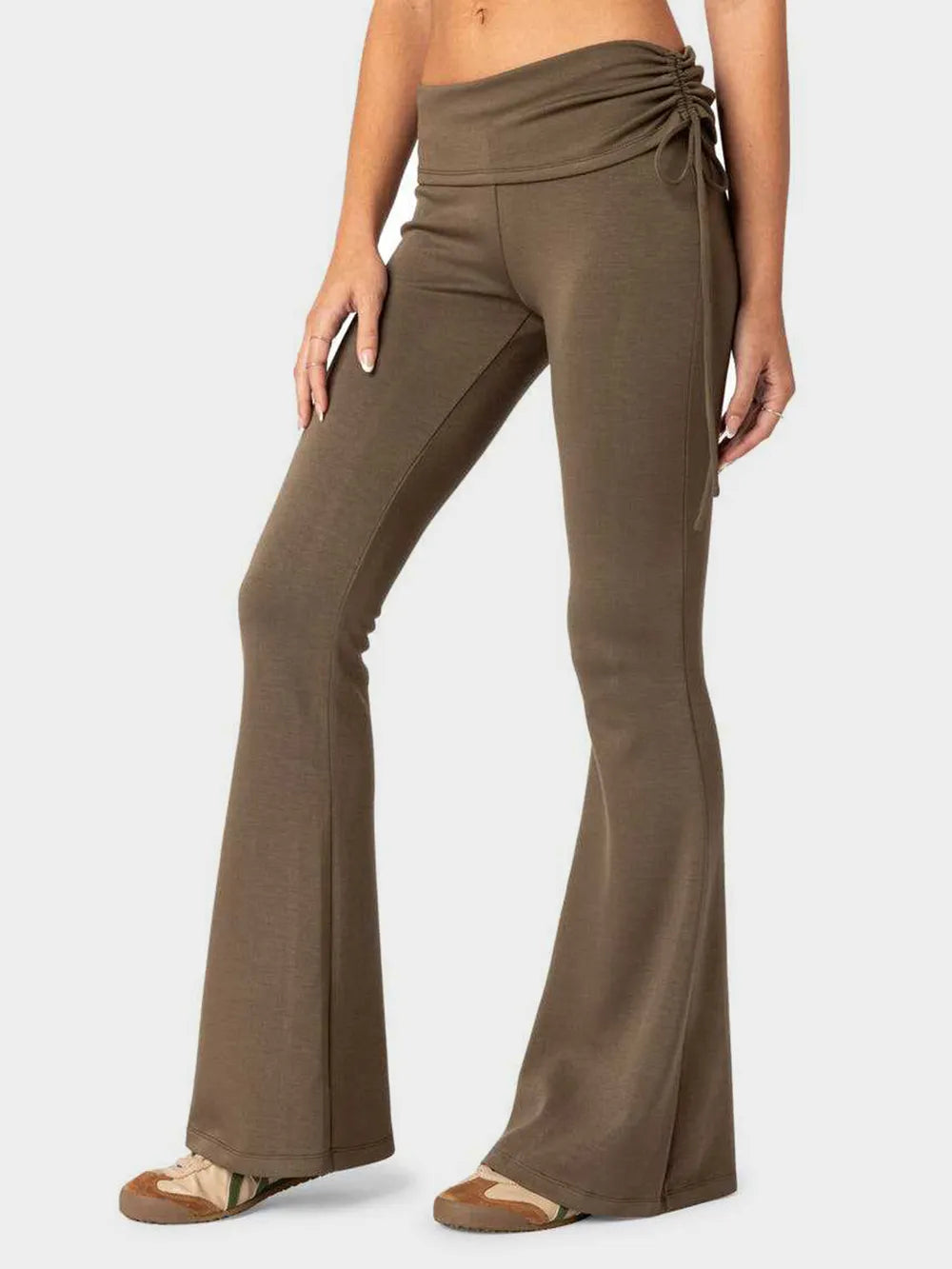 Drawstring Ruched Flare Pants – Trendsi | ClozArt