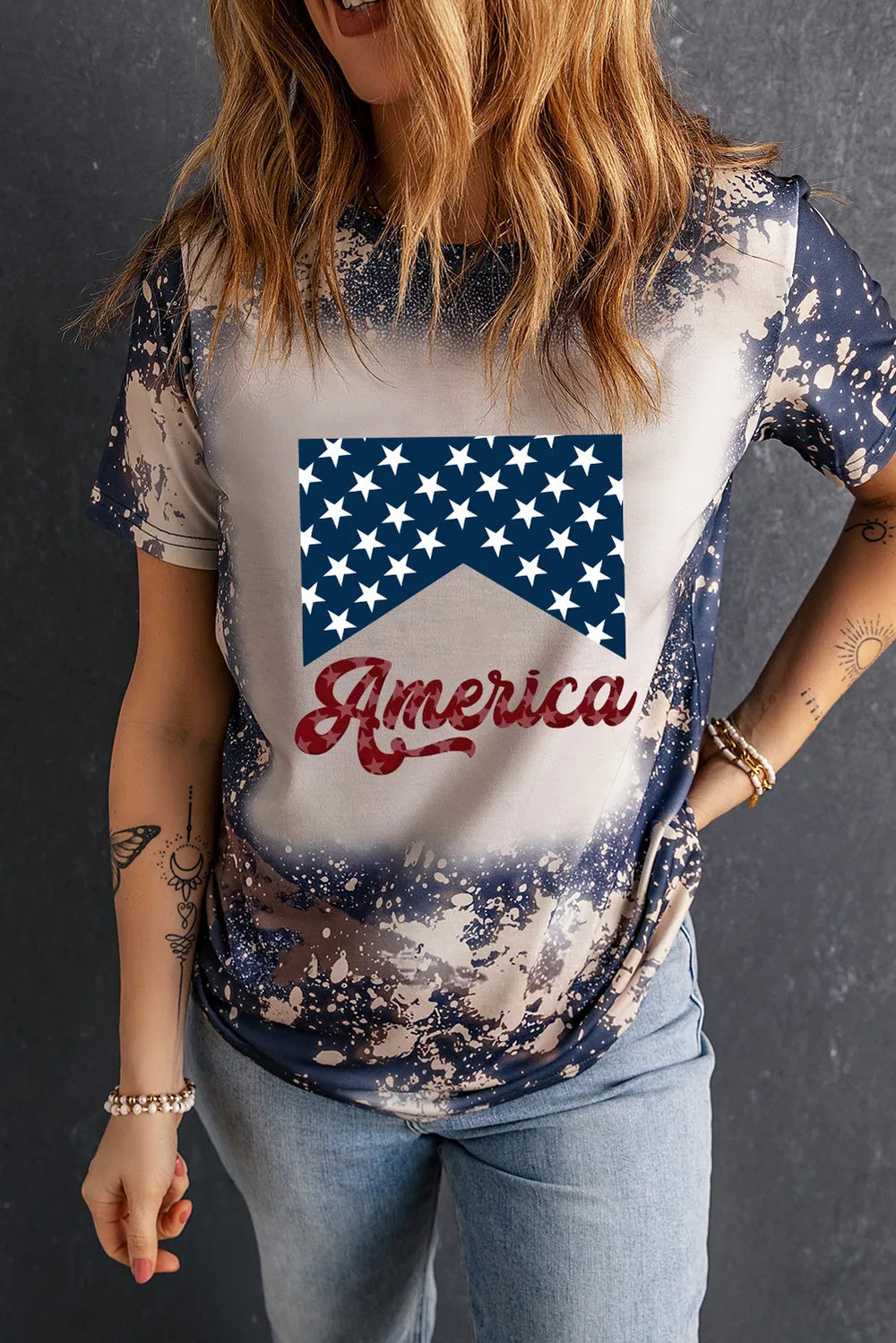 AMERICA Round Neck Short Sleeve T-Shirt – Trendsi | ClozArt