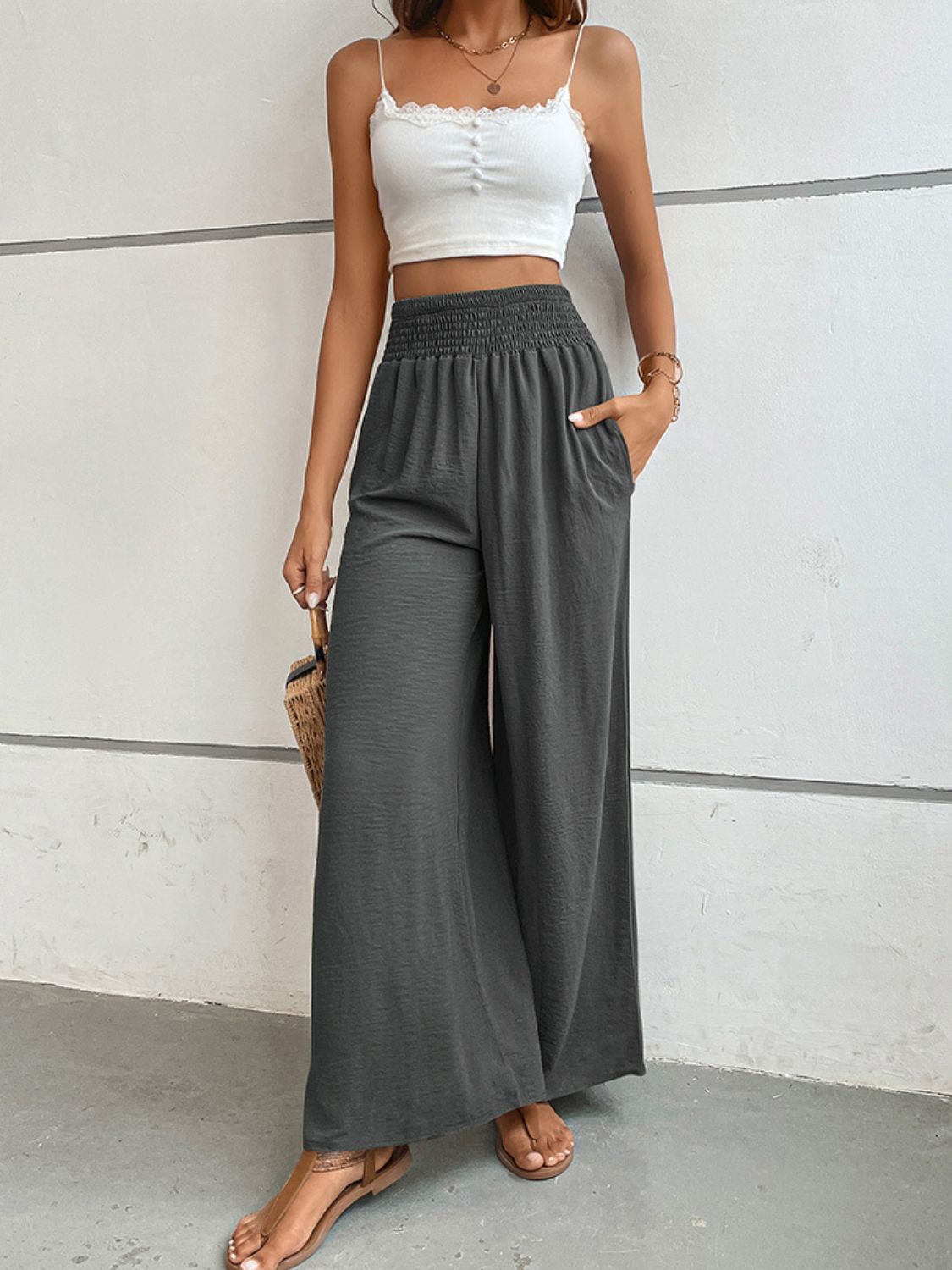 Perfee Wide Waistband Relax Fit Long Pants – Trendsi | ClozArt
