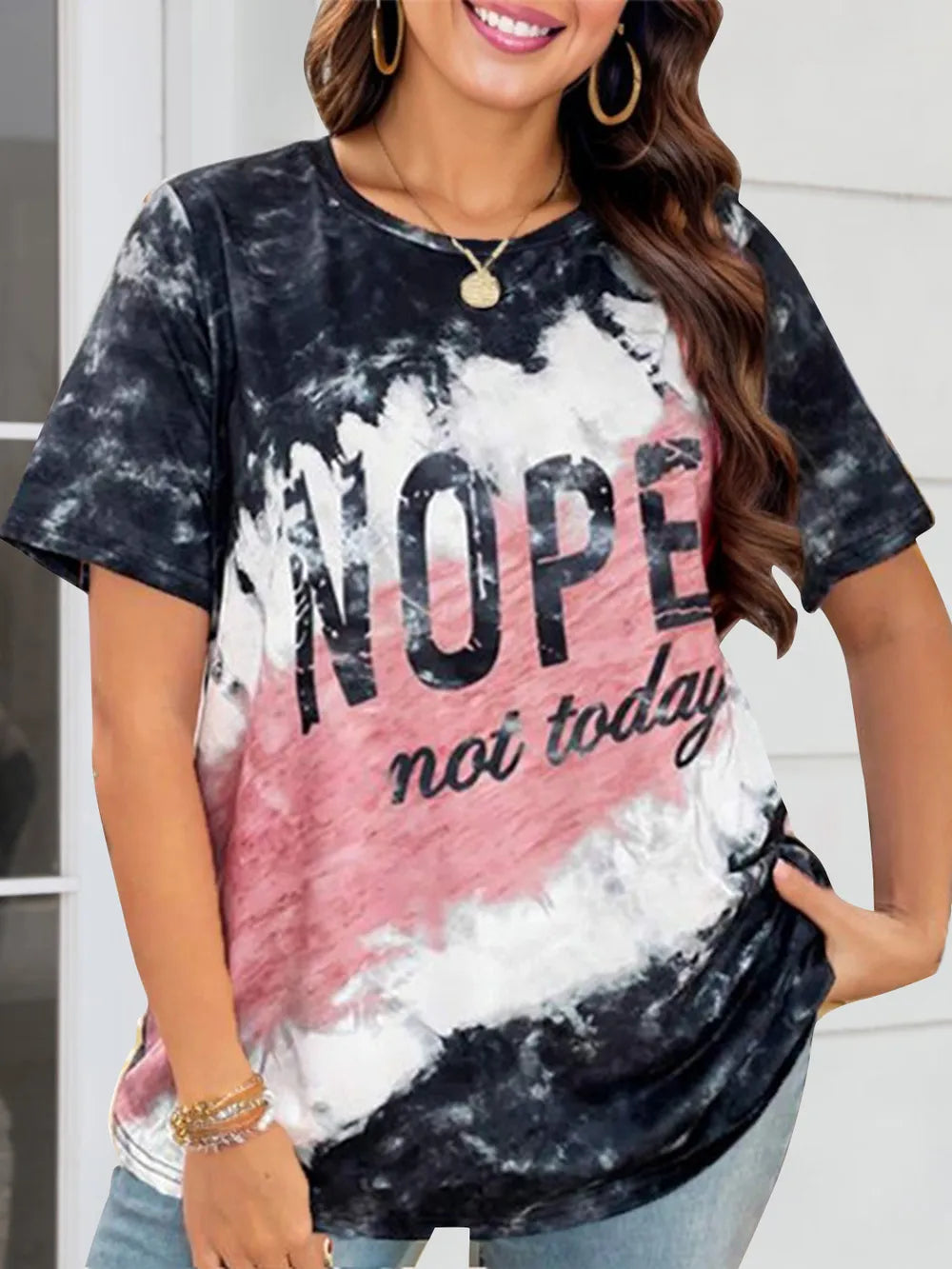 NOPE NOT TODAY Round Neck Short Sleeve T-Shirt – Trendsi | ClozArt