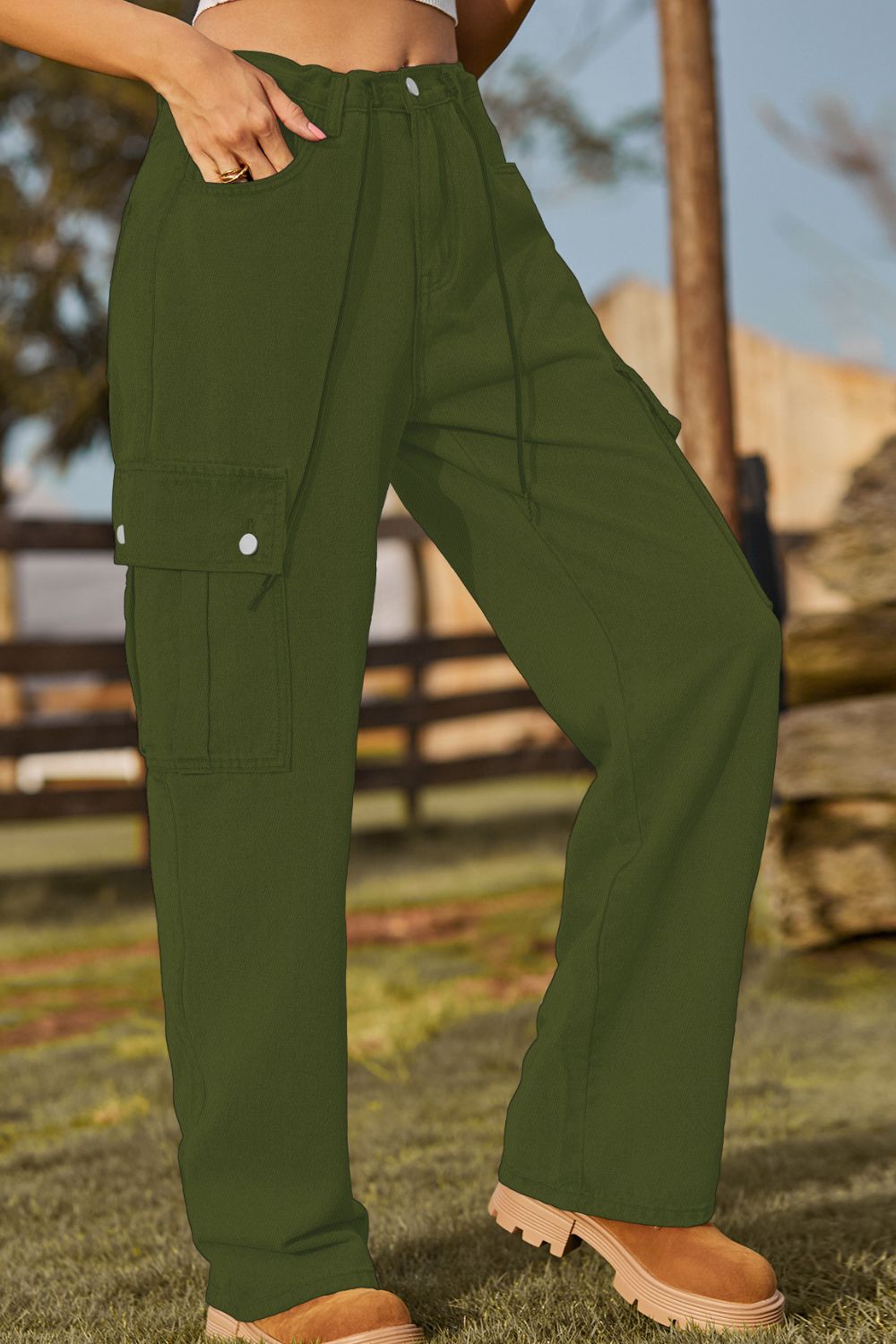 Loose Fit Drawstring Jeans with Pocket – Trendsi | ClozArt