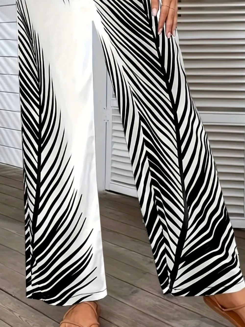 Printed Wide Leg Pants – Trendsi | ClozArt