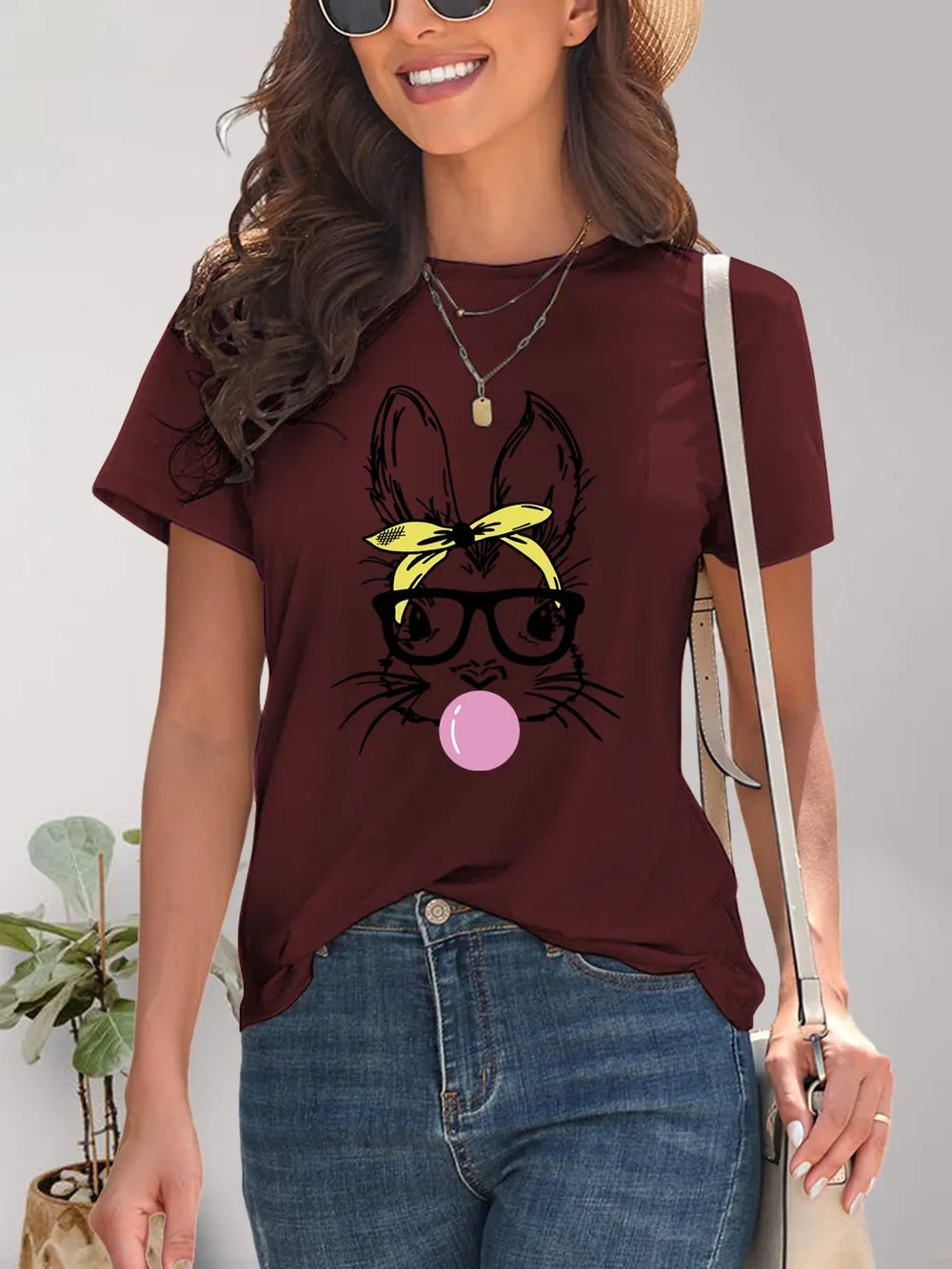 Rabbit Graphic Round Neck Short Sleeve T-Shirt – Trendsi | ClozArt
