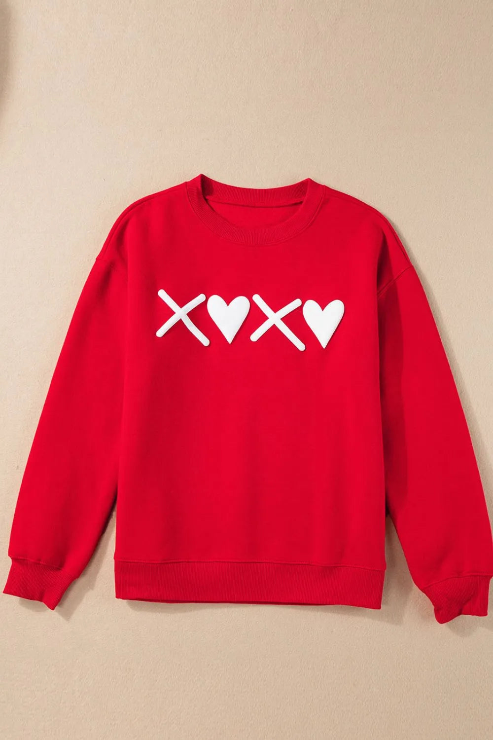 Valentine’s Day XOXO Round Neck Drop Shoulder Sweatshirt – Trendsi | ClozArt