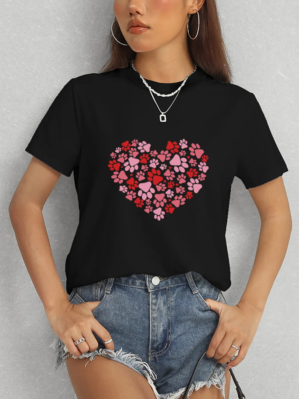 Heart Round Neck Short Sleeve T-Shirt – Trendsi | ClozArt