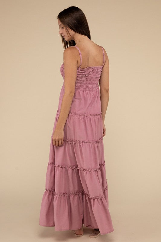 Woven Smocked Top Tiered Cami Maxi Dress – ZENANA | ClozArt