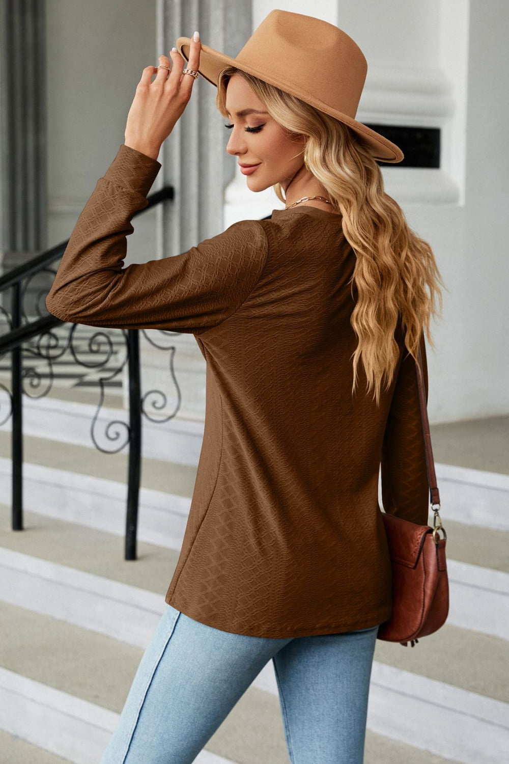 Notched Neck Long Sleeve Buttoned Blouse – Trendsi | ClozArt