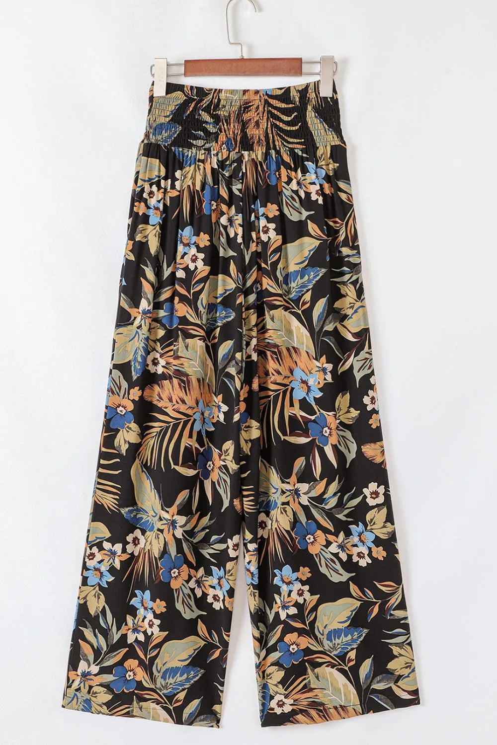 Floral Shirred High Waist Wide Leg Pants with Tie – Trendsi | ClozArt