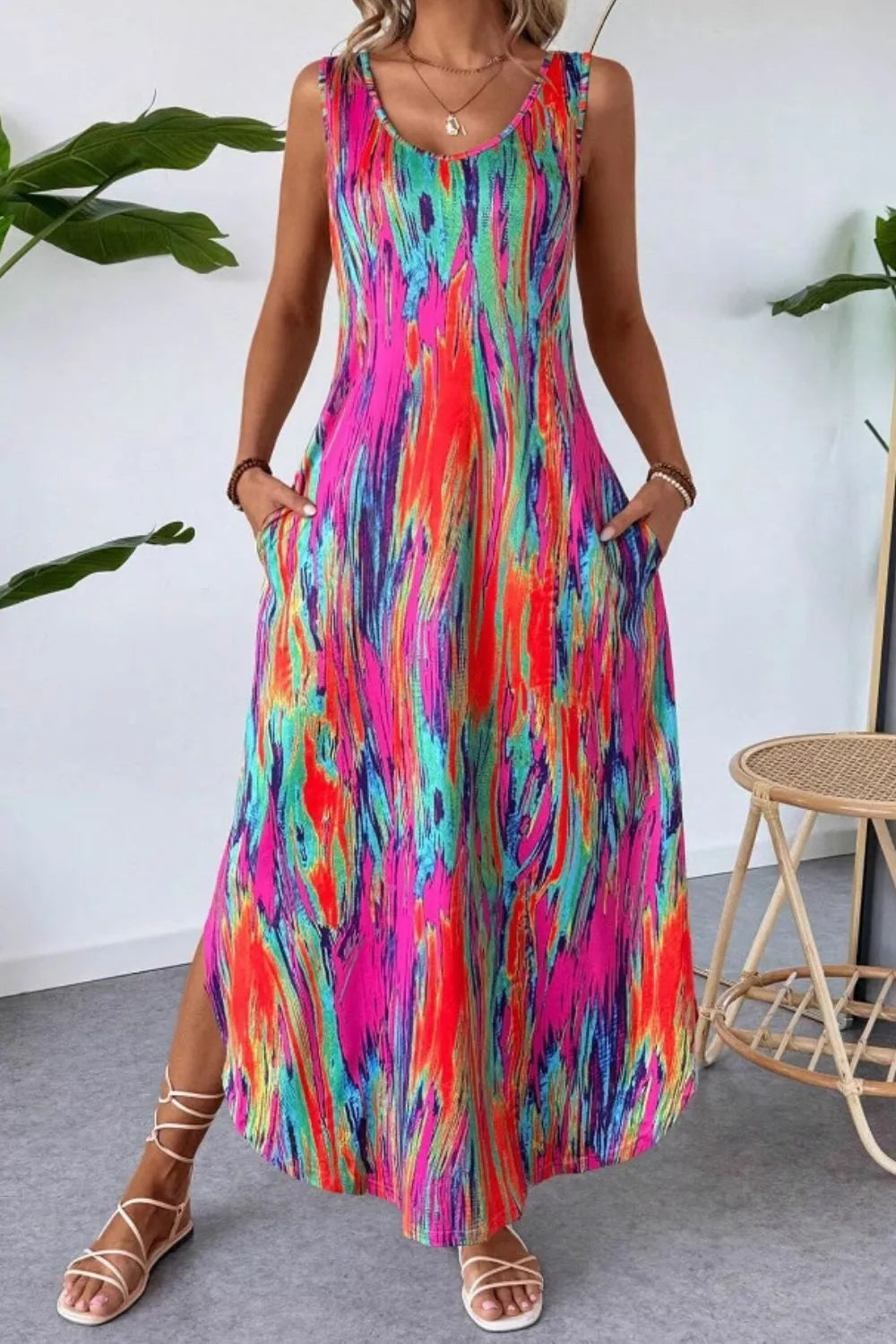 Scoop Neck Sleeveless Dress with Pockets – Trendsi | ClozArt