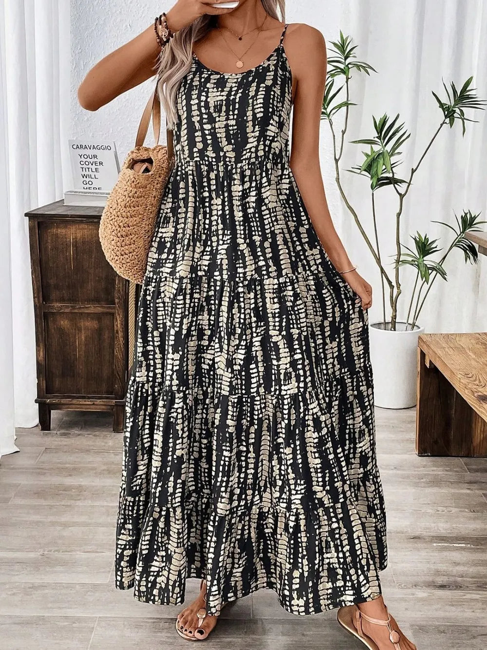 Printed Scoop Neck Maxi Cami Dress – Trendsi | ClozArt