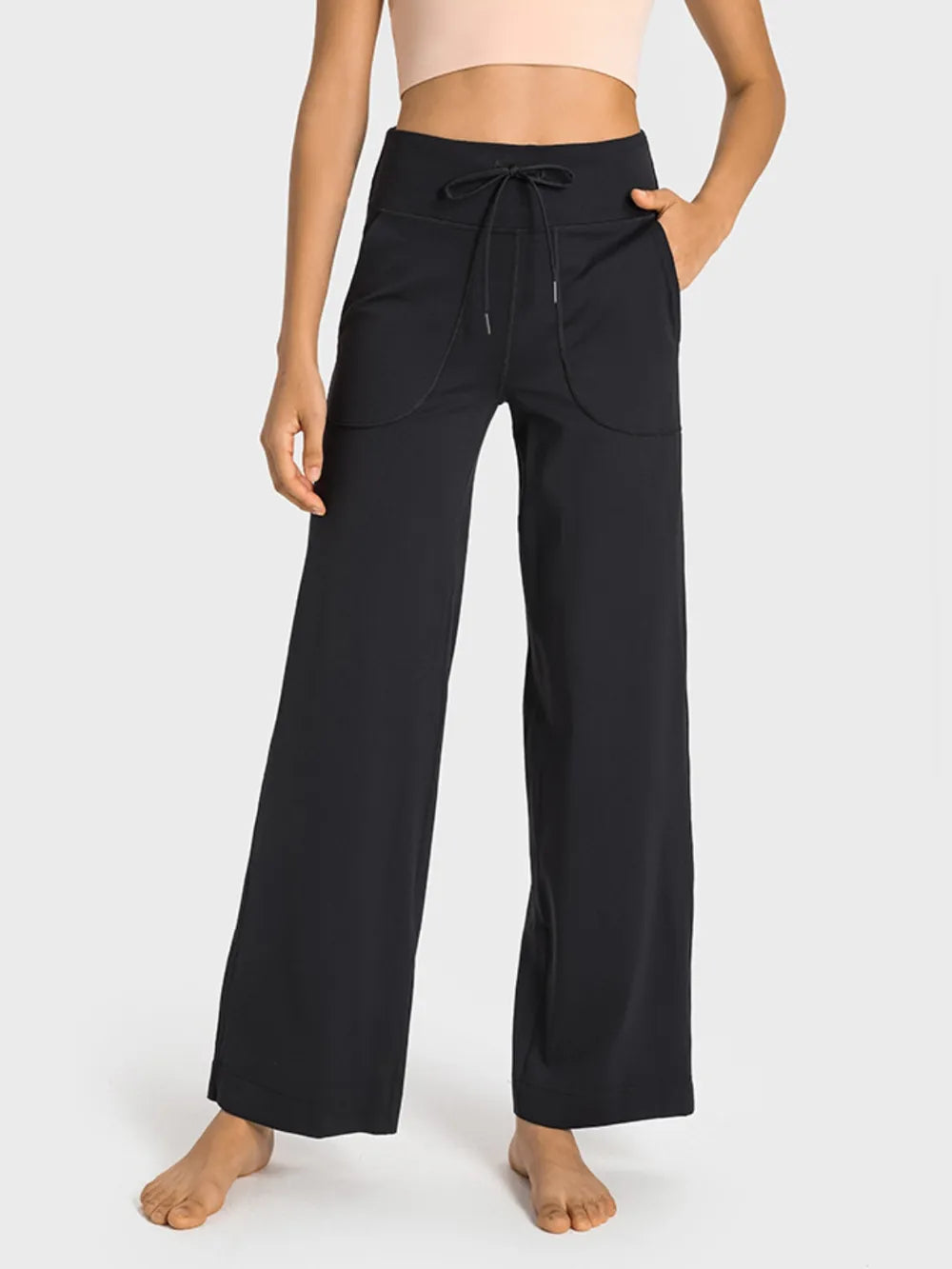Millennia Drawstring Waist Wide Leg Sports Pants with Pockets – Trendsi | ClozArt