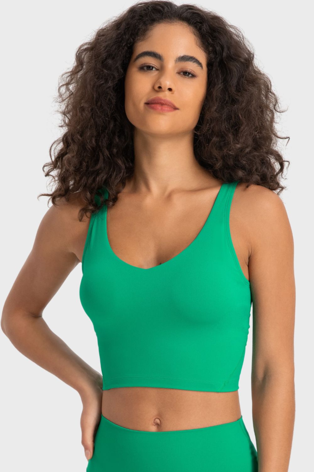 Millennia Deep V-Neck Crop Sports Bra – Trendsi | ClozArt
