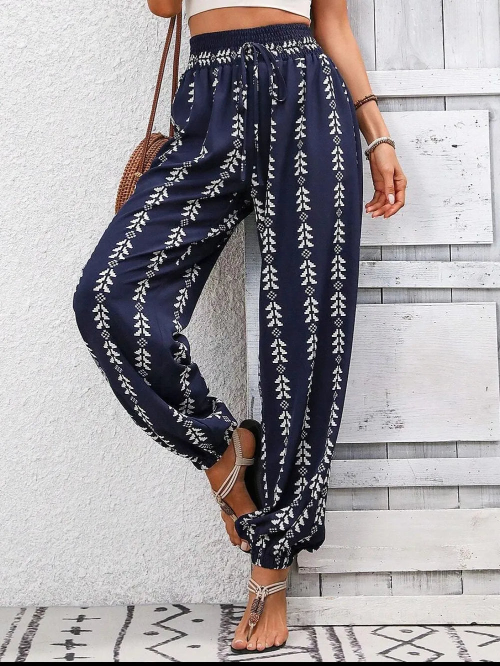 Tied Printed High Waist Pants – Trendsi | ClozArt