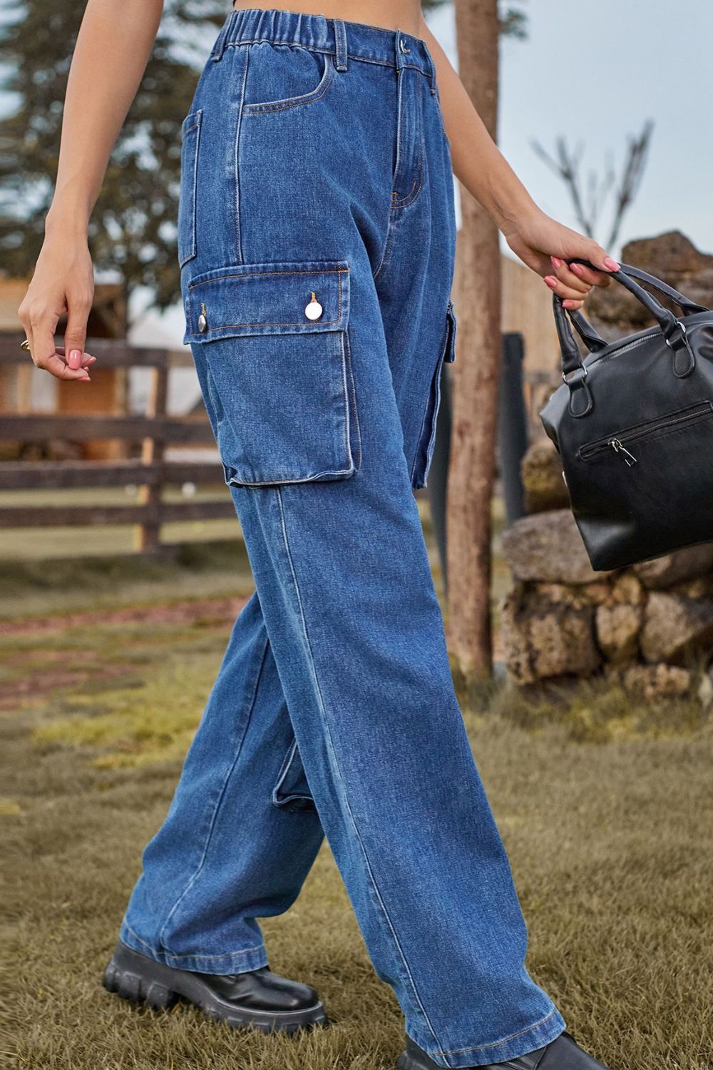 Loose Fit Long Jeans with Pockets – Trendsi | ClozArt