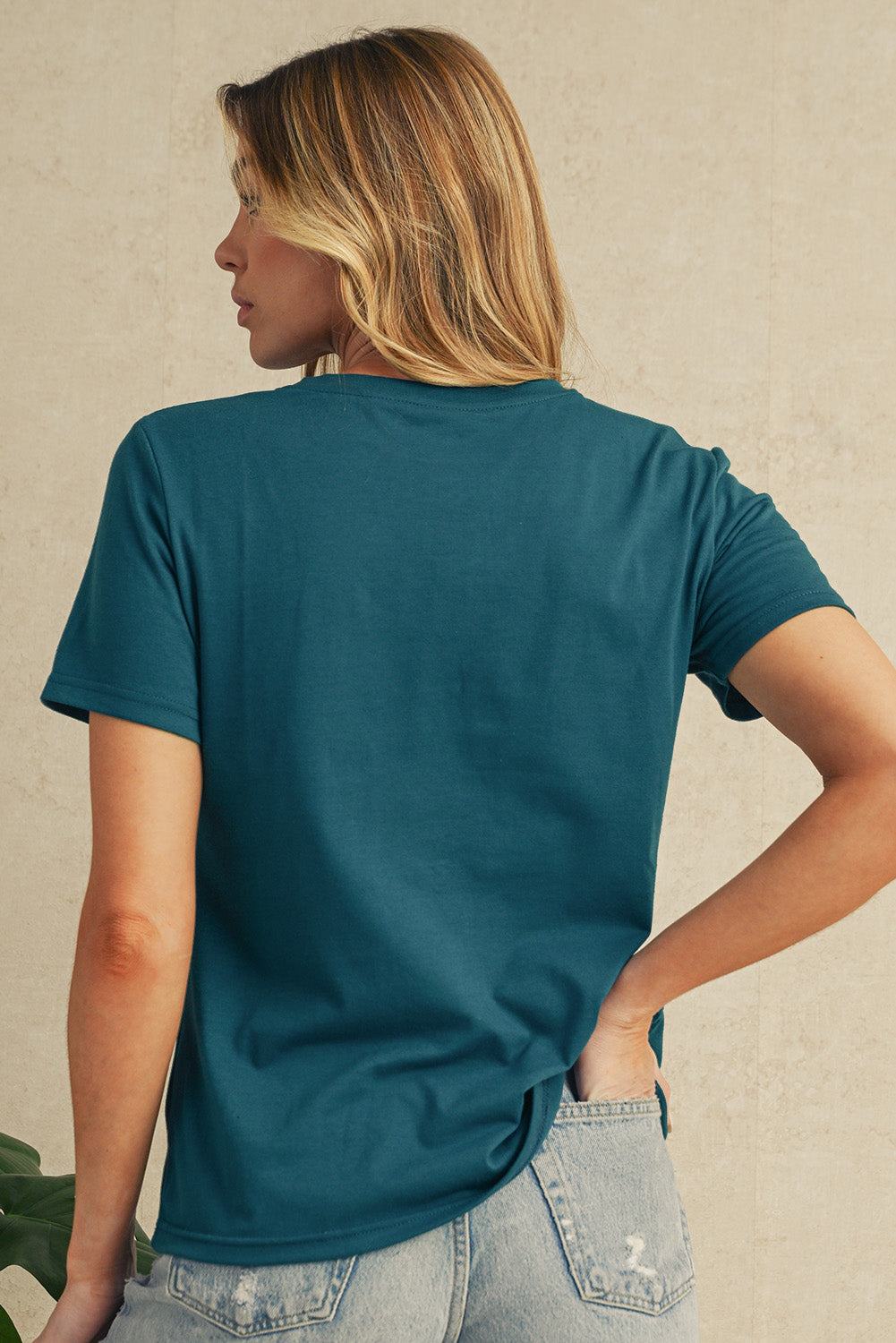 Dirty Blue Solid Color Round Neck T Shirt – Shewin | ClozArt