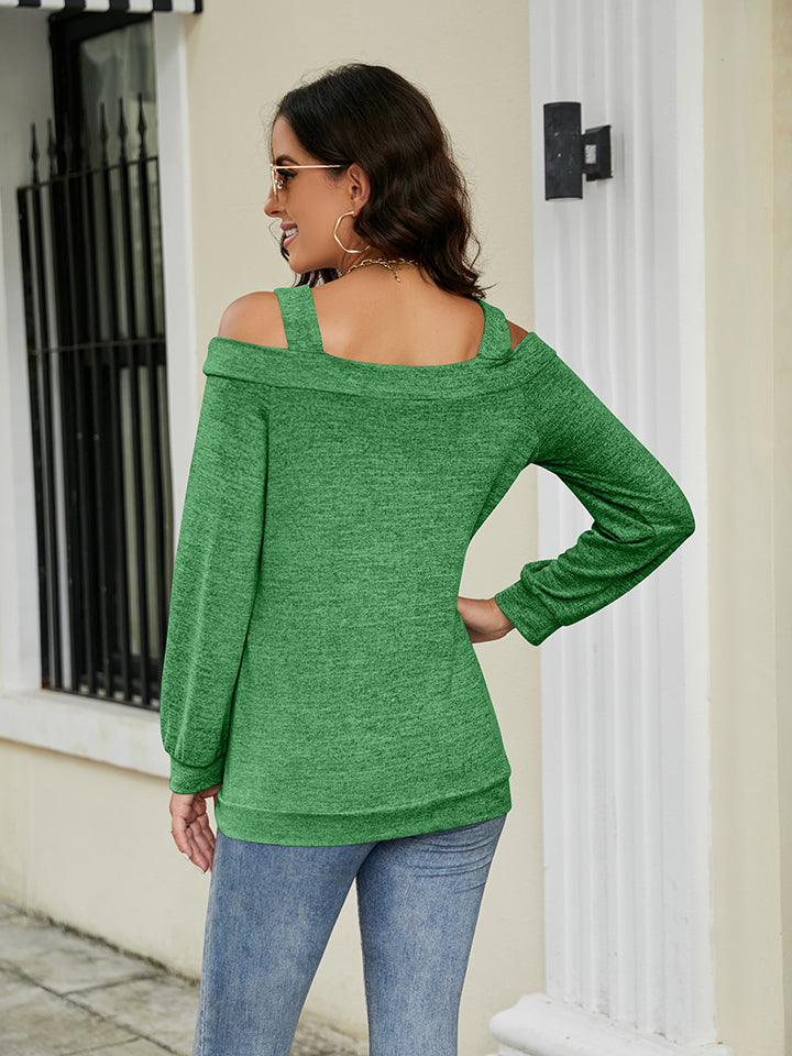 Cold Shoulder Cutout Square Neck Blouse – Trendsi | ClozArt