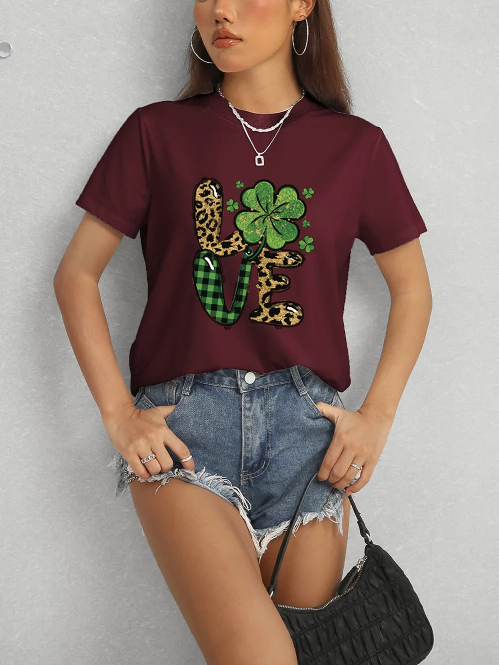 LOVE Round Neck Short Sleeve T-Shirt – Trendsi | ClozArt