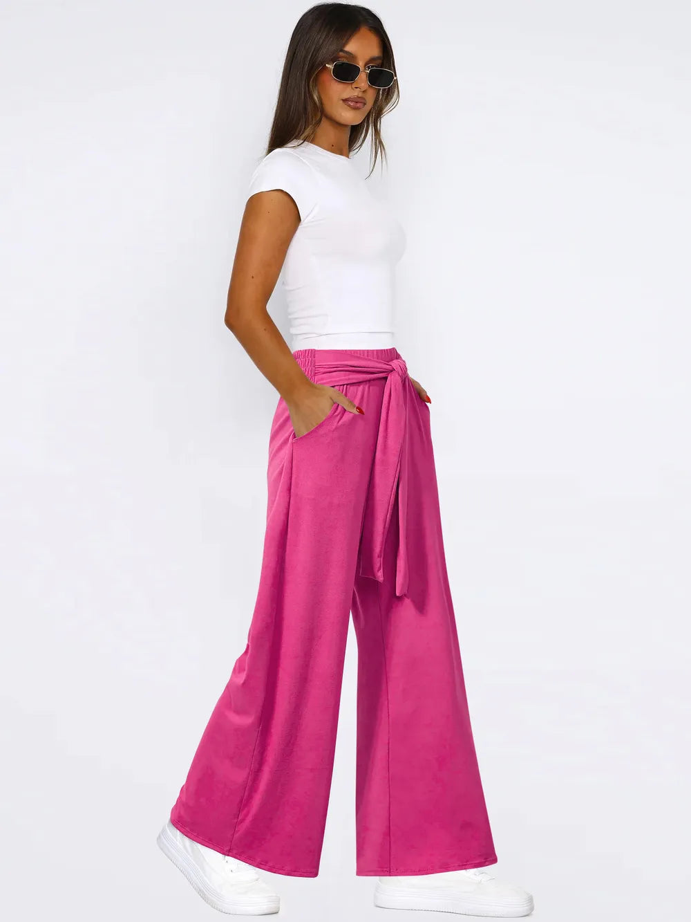 Tied Wide Leg Pants with Pockets – Trendsi | ClozArt