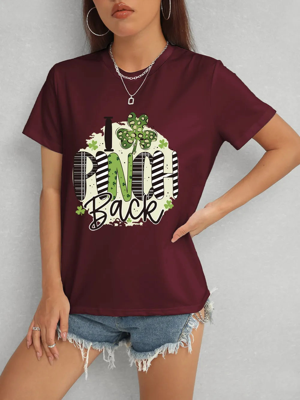 I PINCH BACK Round Neck Short Sleeve T-Shirt – Trendsi | ClozArt