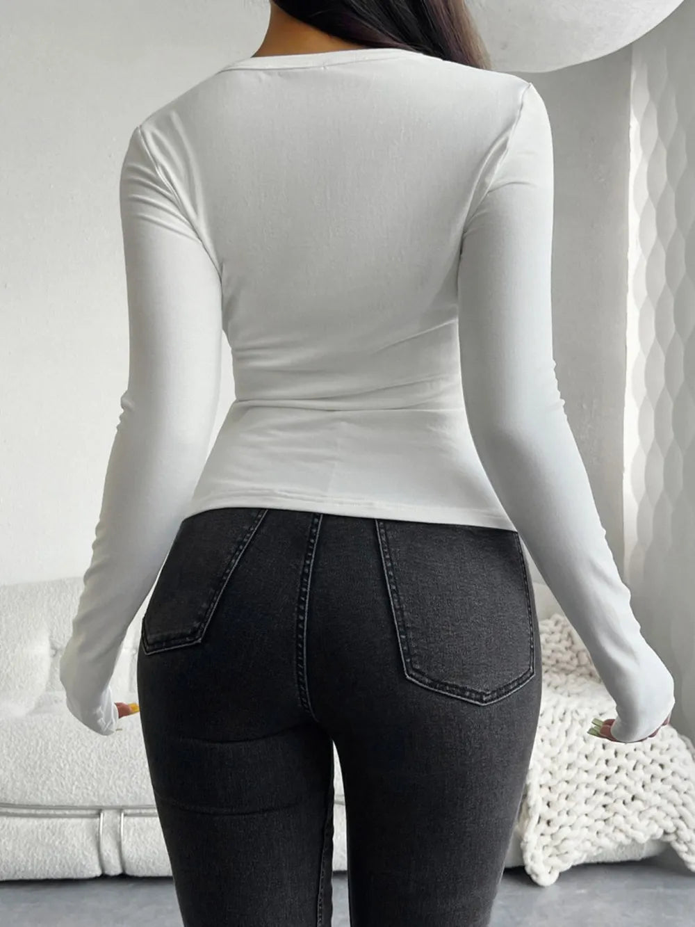 Devine Quarter Button Long Sleeve T-Shirt – Trendsi | ClozArt