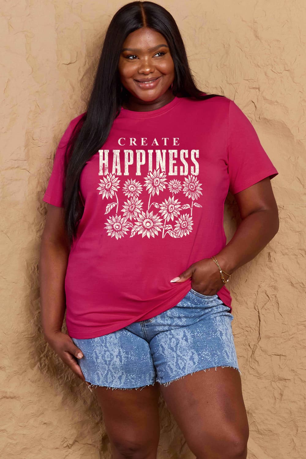 Simply Love Full Size CREATE HAPPINESS Graphic Cotton T-Shirt – Trendsi | ClozArt