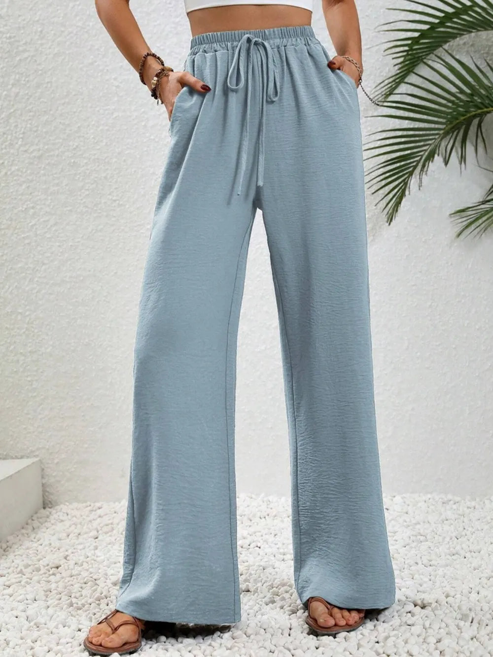 Wide Leg Drawstring Pants – Trendsi | ClozArt