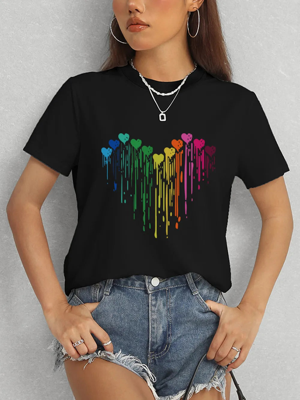 Heart Round Neck Short Sleeve T-Shirt – Trendsi | ClozArt