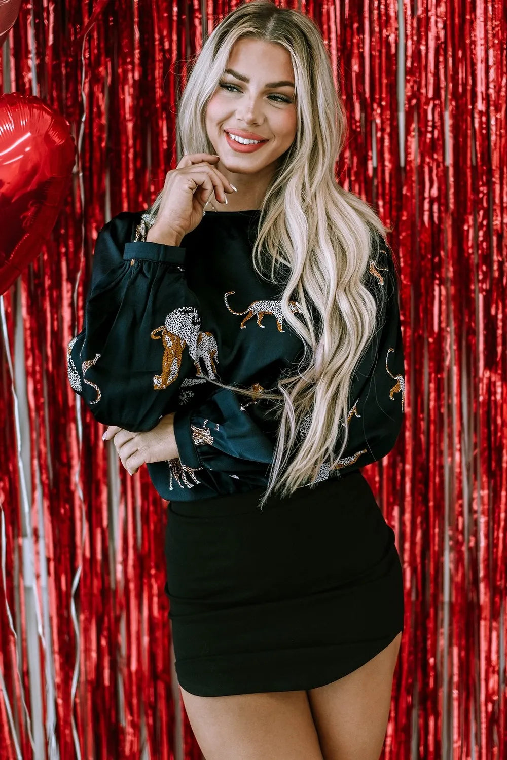 Animal Pattern Round Neck Long Sleeve Blouse – Trendsi | ClozArt