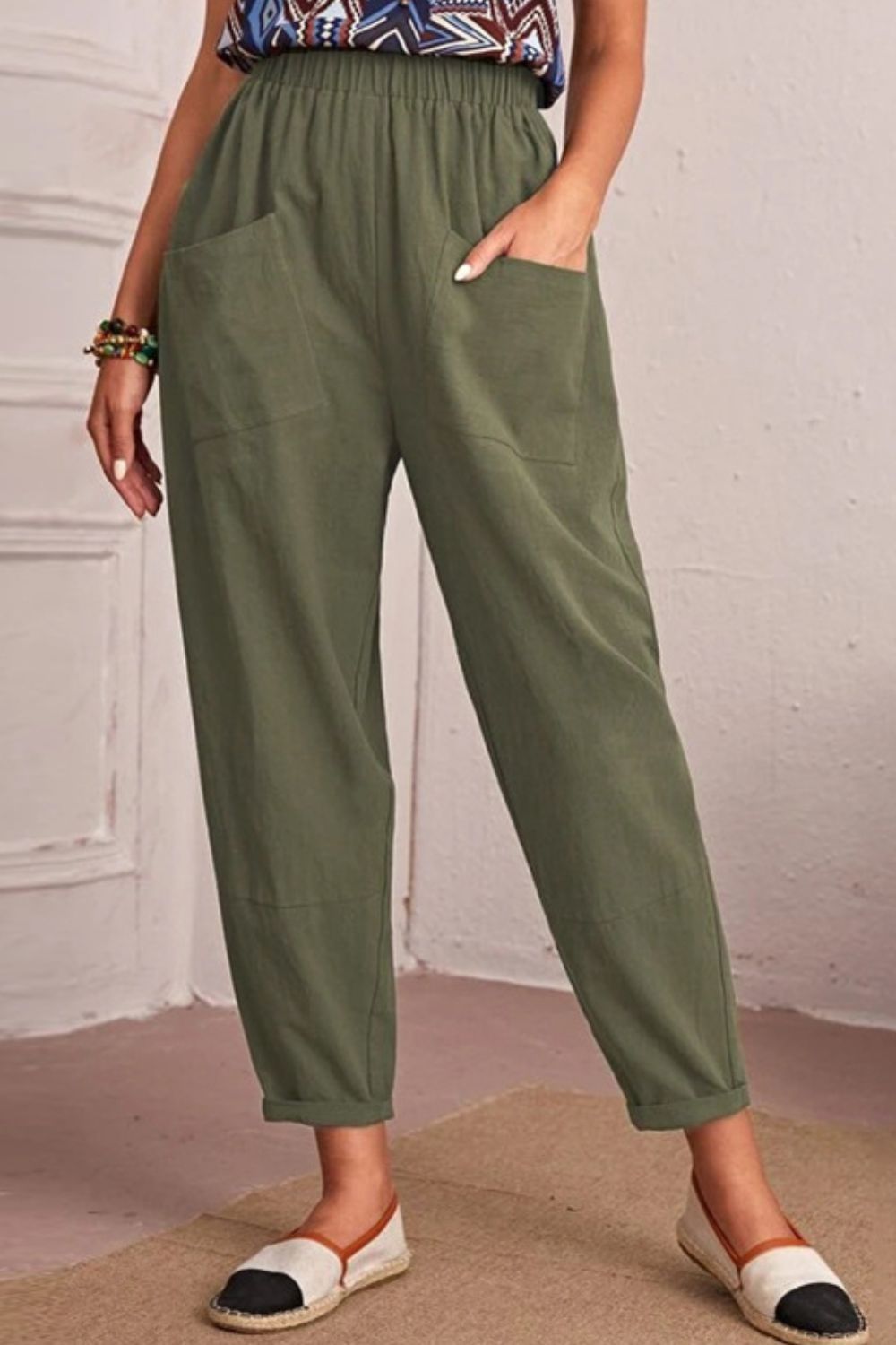 Elastic Waist Pocket Tapered Pants – Trendsi | ClozArt