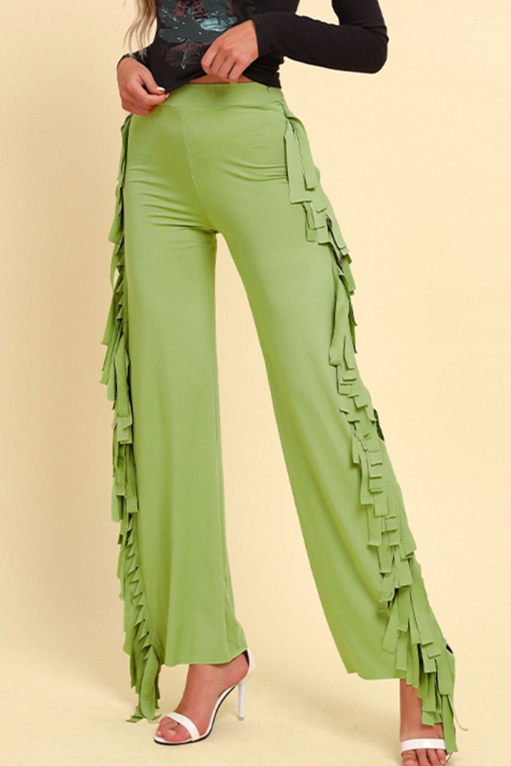Fringe Trim Wide Leg Pants – Trendsi | ClozArt