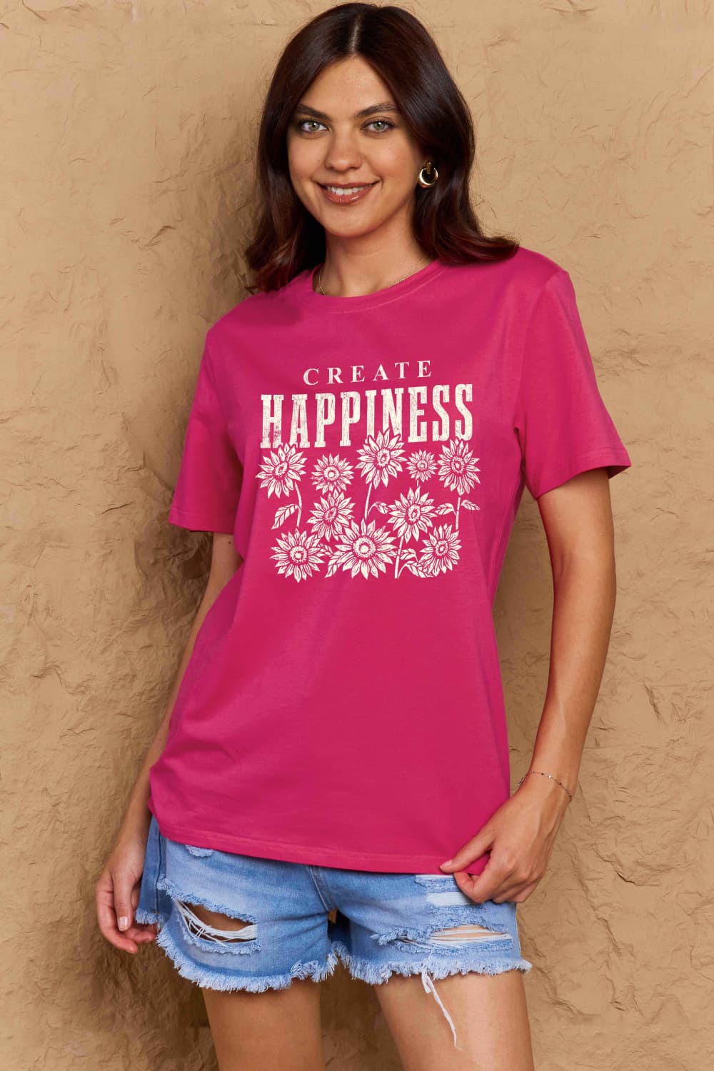 Simply Love Full Size CREATE HAPPINESS Graphic Cotton T-Shirt – Trendsi | ClozArt