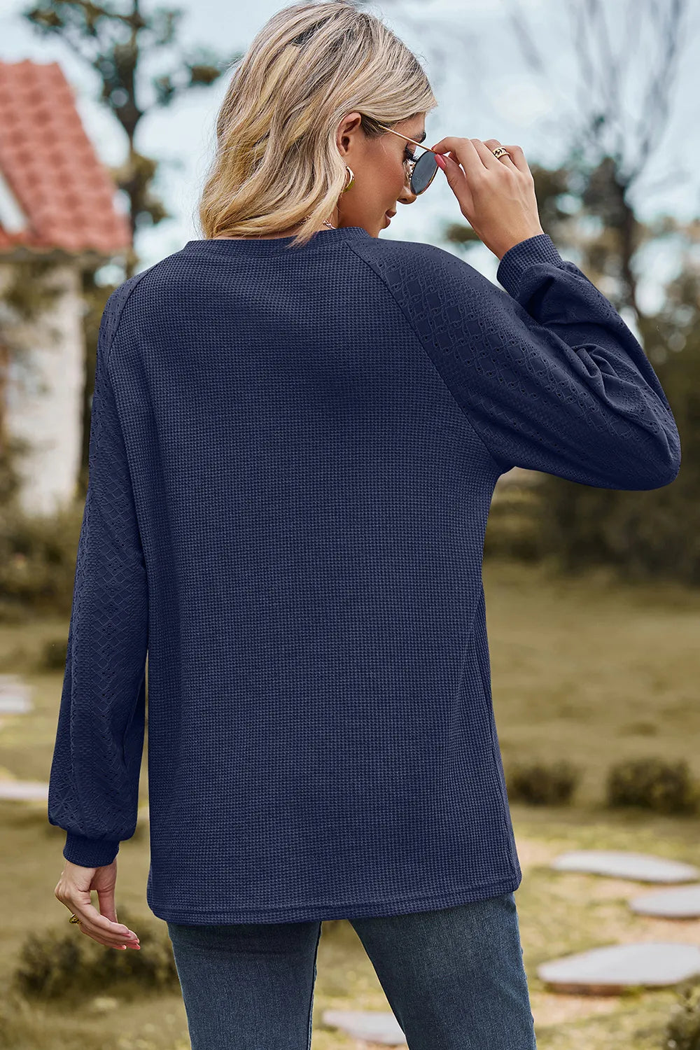 Eyelet Round Neck Long Sleeve T-Shirt – Trendsi | ClozArt