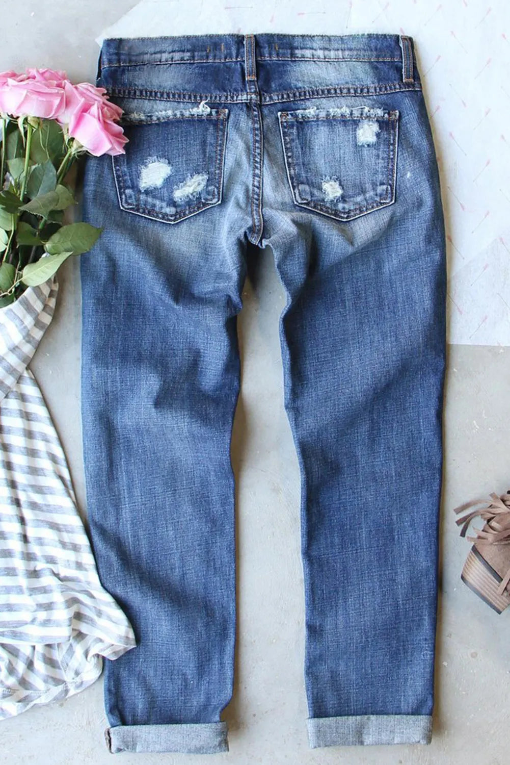 Distressed Sequin Pumpkin Jeans – Trendsi | ClozArt