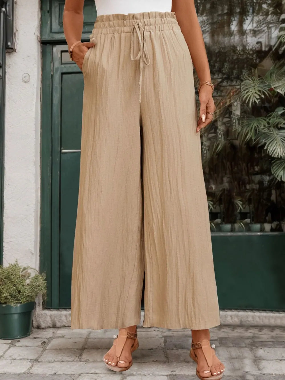 Perfee Frill Wide Leg Pants – Trendsi | ClozArt