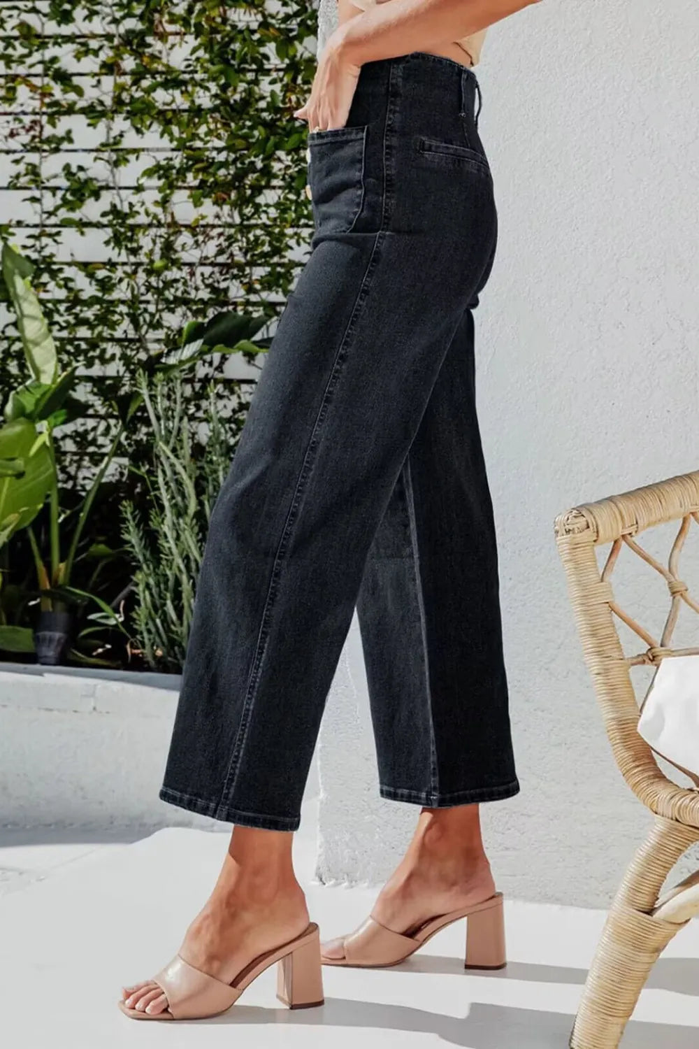 Button Fly Cropped Wide Leg Jeans – Trendsi | ClozArt