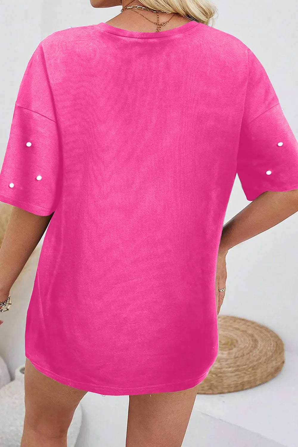 Pearl Detail Round Neck Half Sleeve T-Shirt – Trendsi | ClozArt