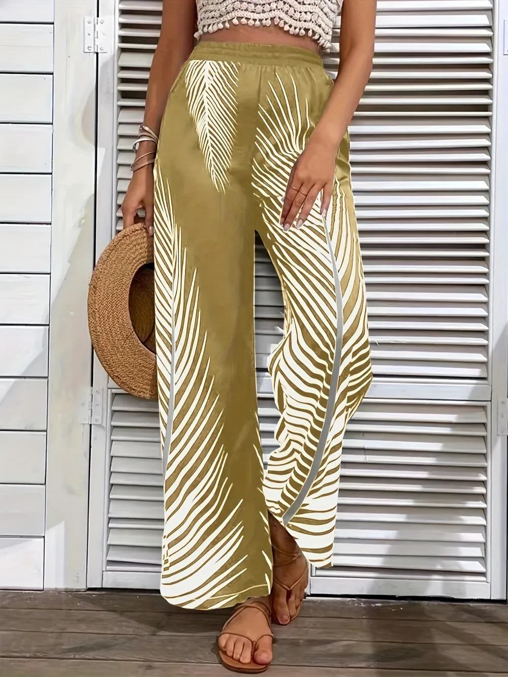 Printed Wide Leg Pants – Trendsi | ClozArt