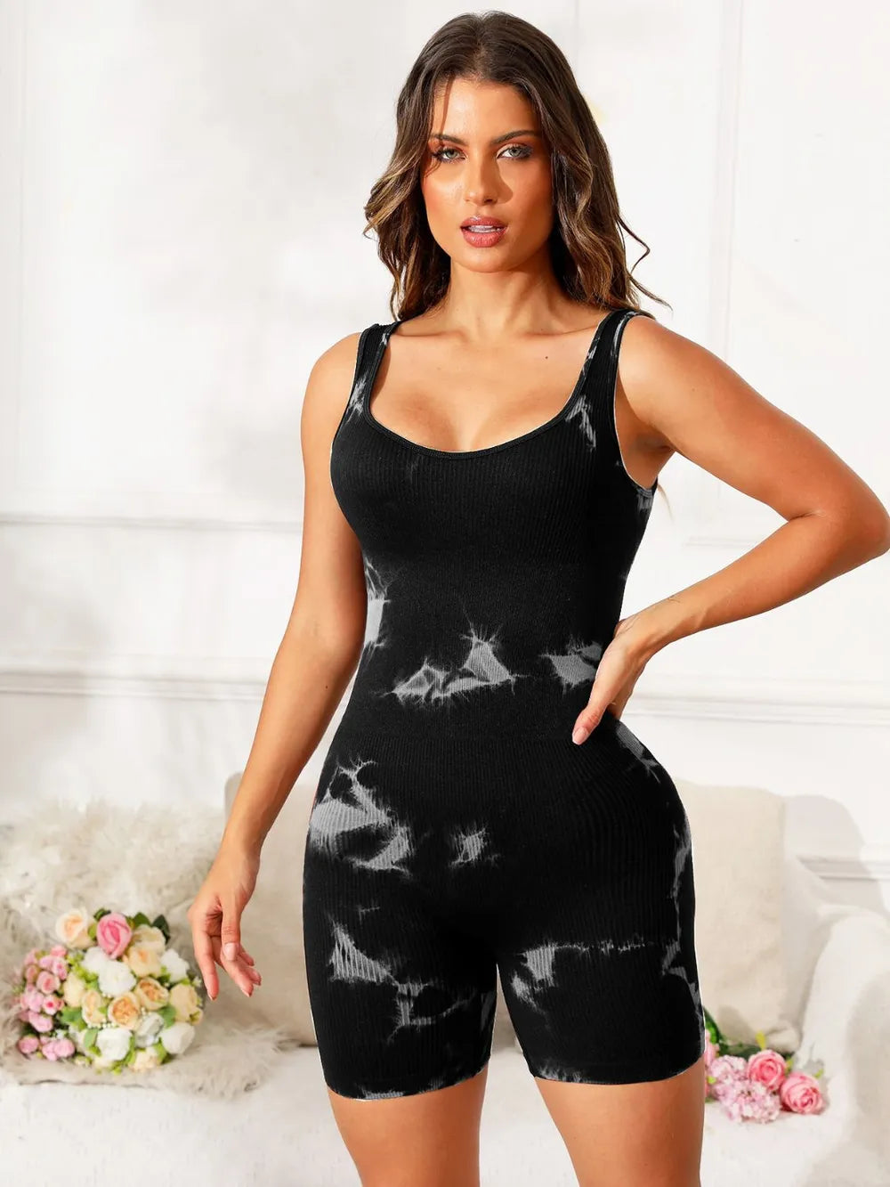 Tie-Dye Wide Strap Active Romper – Trendsi | ClozArt