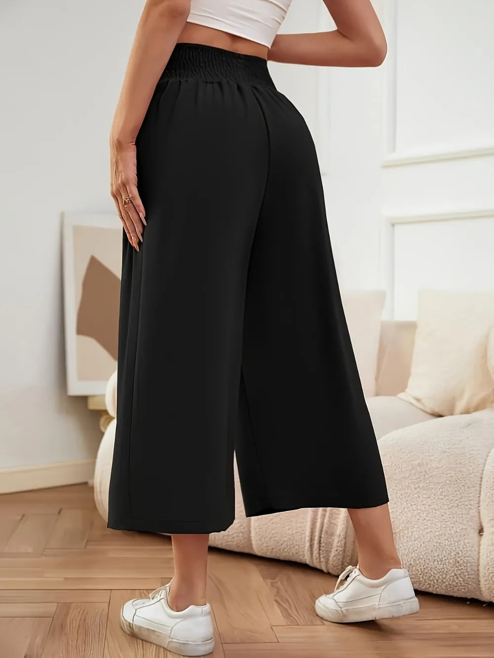 Elastic Waist Wide Leg Pants – Trendsi | ClozArt