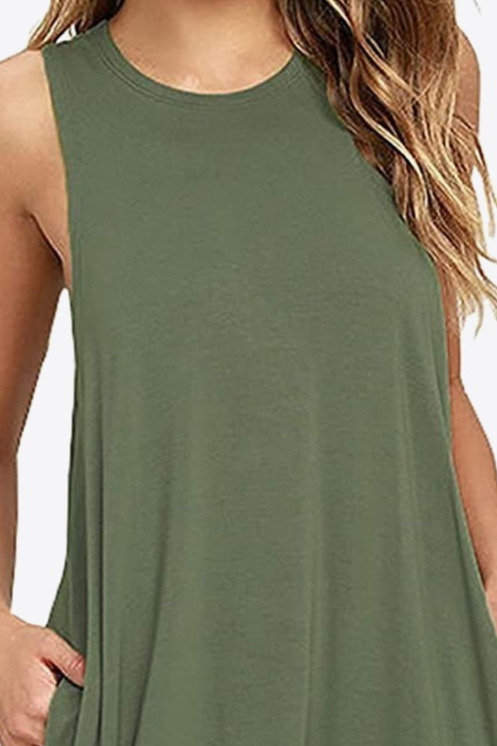 Full Size Round Neck Sleeveless Dress with Pockets – Trendsi | ClozArt