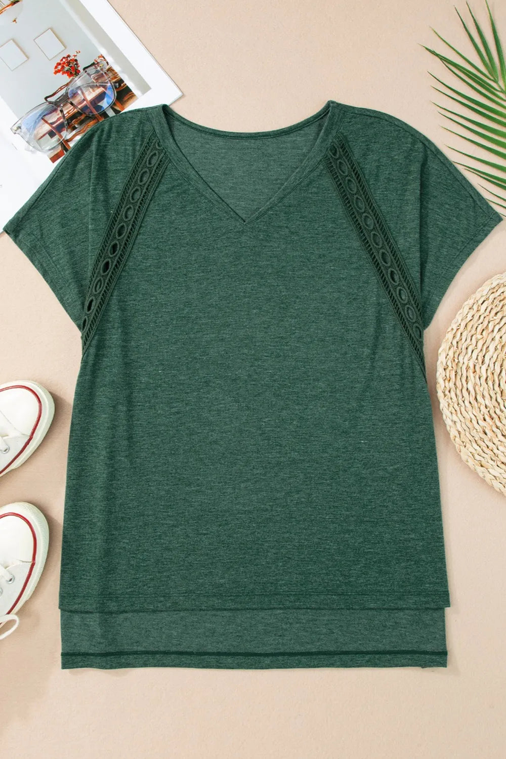 Heathered V-Neck Short Sleeve T-Shirt – Trendsi | ClozArt