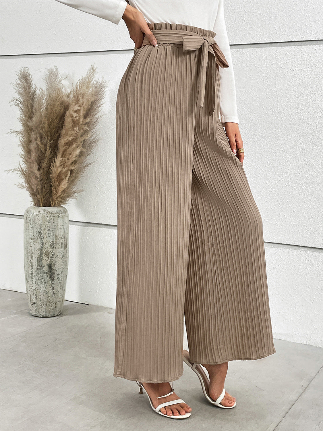 Honey Tied Wide Leg Long Pants – Trendsi | ClozArt