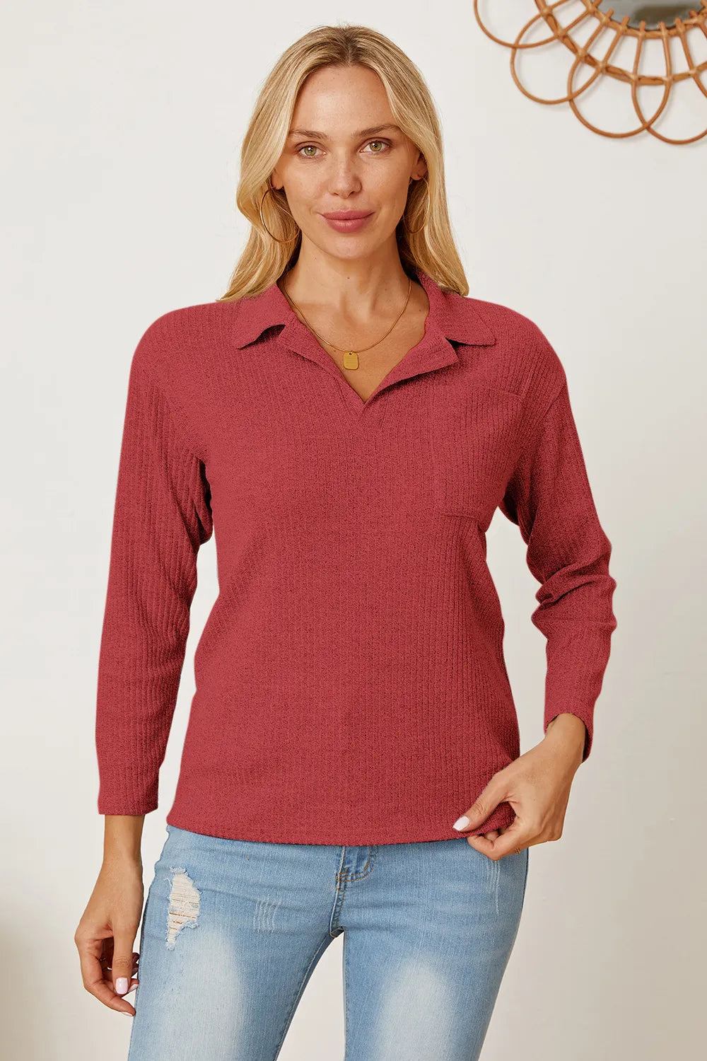 Collared Neck Dropped Shoulder T-Shirt – Trendsi | ClozArt
