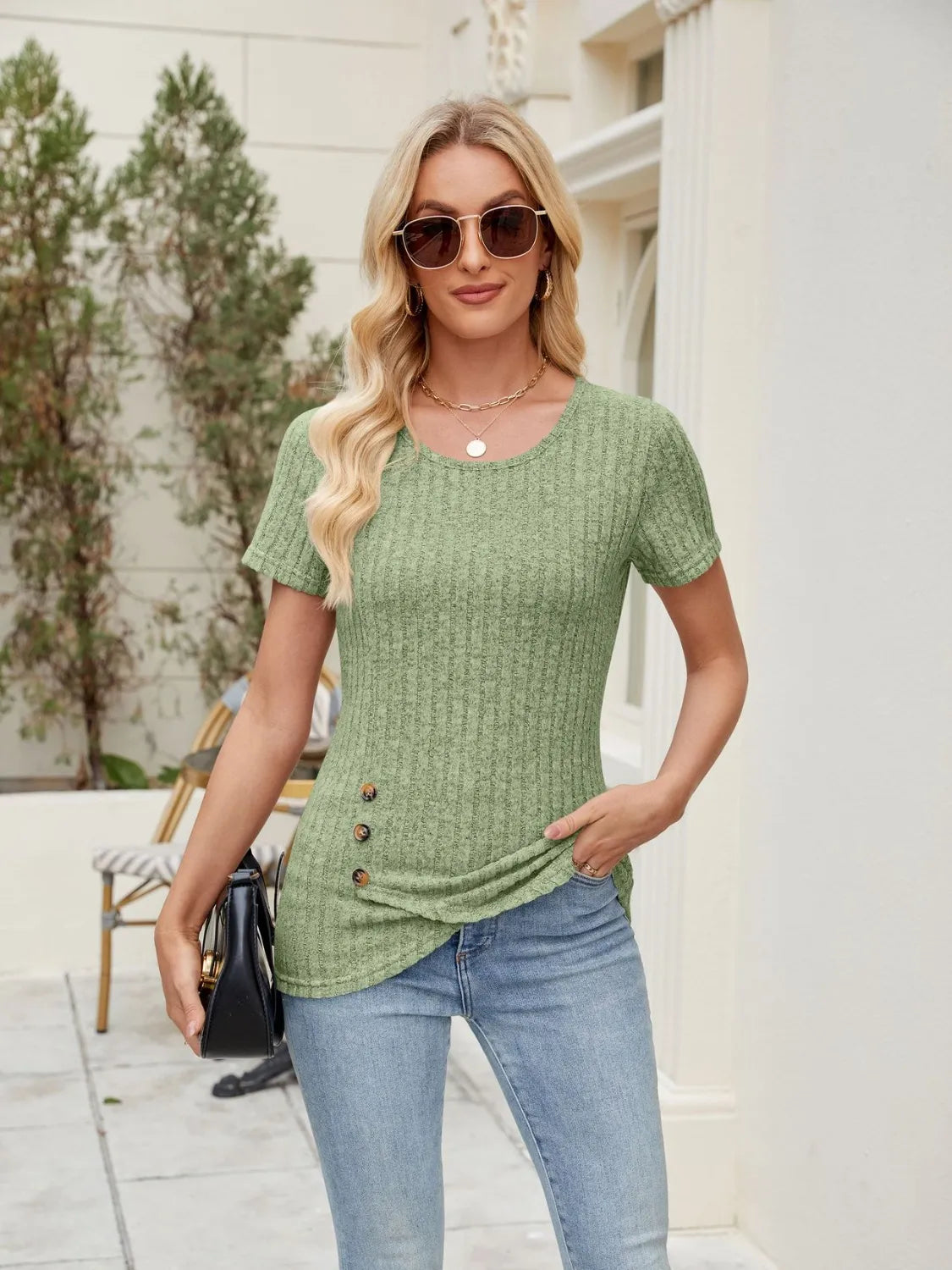 Round Neck Short Sleeve T-Shirt – Trendsi | ClozArt