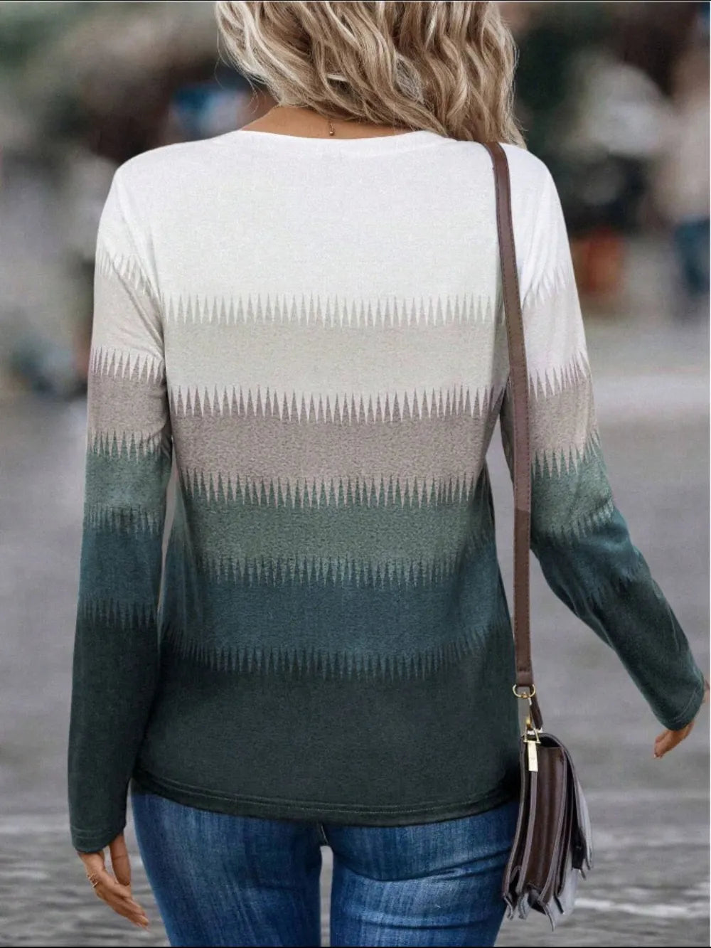 Decorative Button Contrast Round Neck Long Sleeve T-Shirt – Trendsi | ClozArt