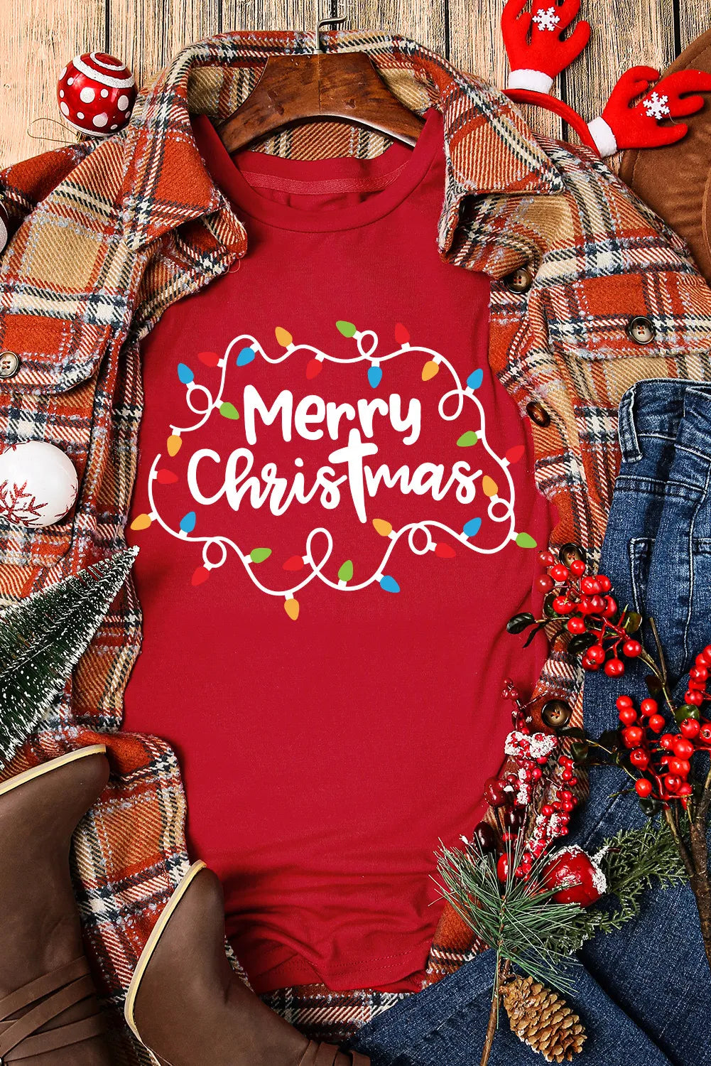 MERRY CHRISTMAS Round Neck Short Sleeve T-Shirt – Trendsi | ClozArt
