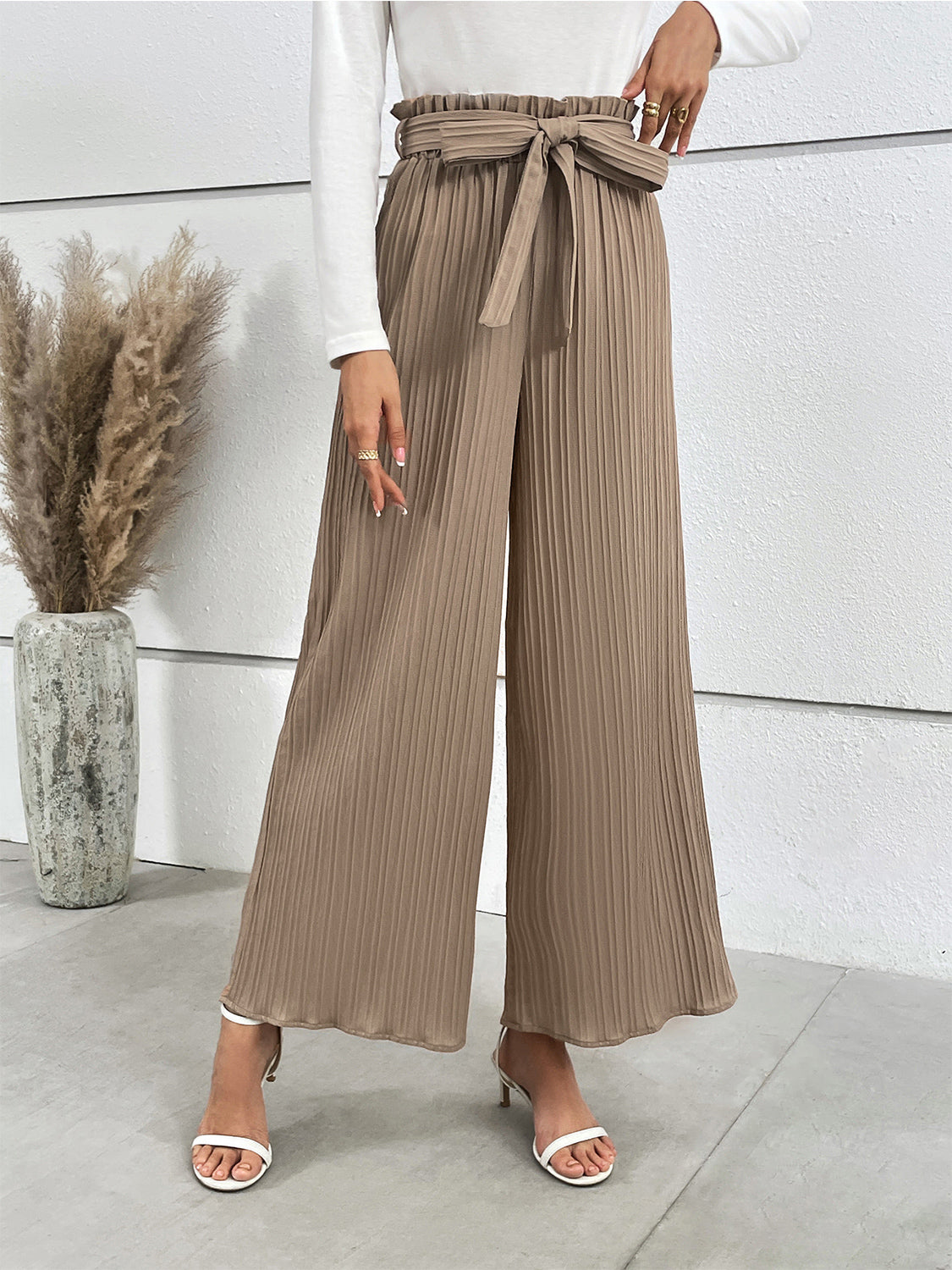 Honey Tied Wide Leg Long Pants – Trendsi | ClozArt