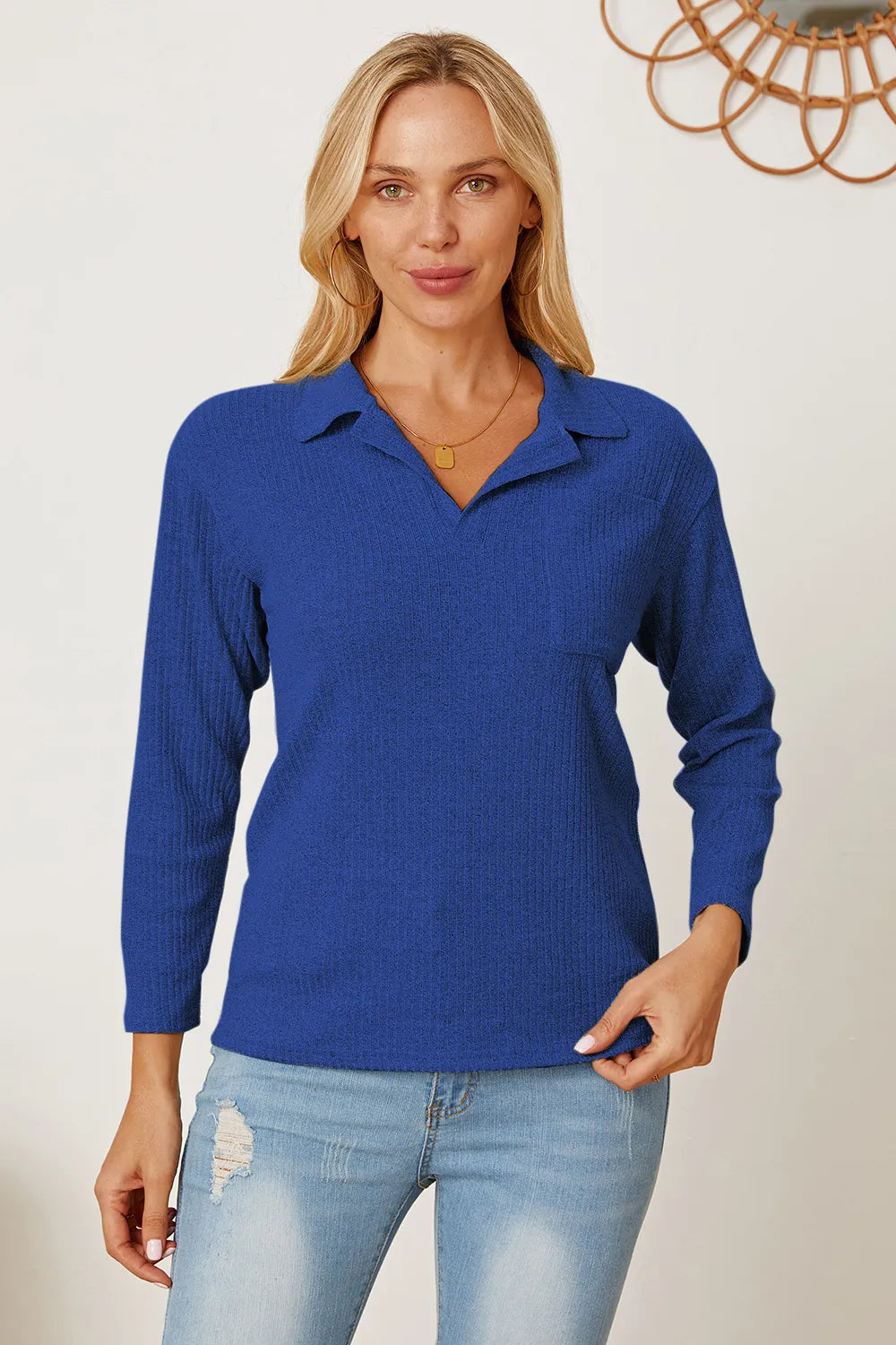 Collared Neck Dropped Shoulder T-Shirt – Trendsi | ClozArt