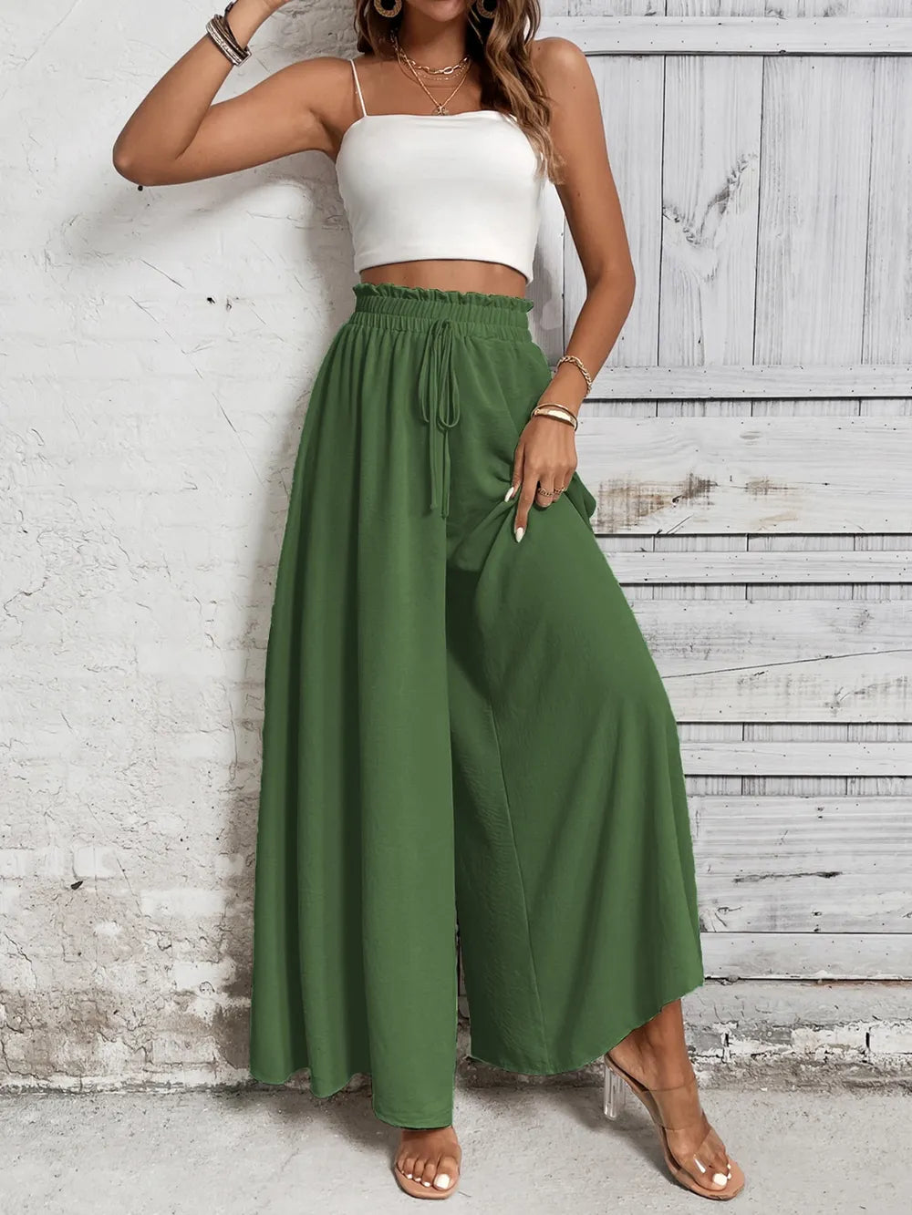 Honey Tied High Waist Wide Leg Pants – Trendsi | ClozArt