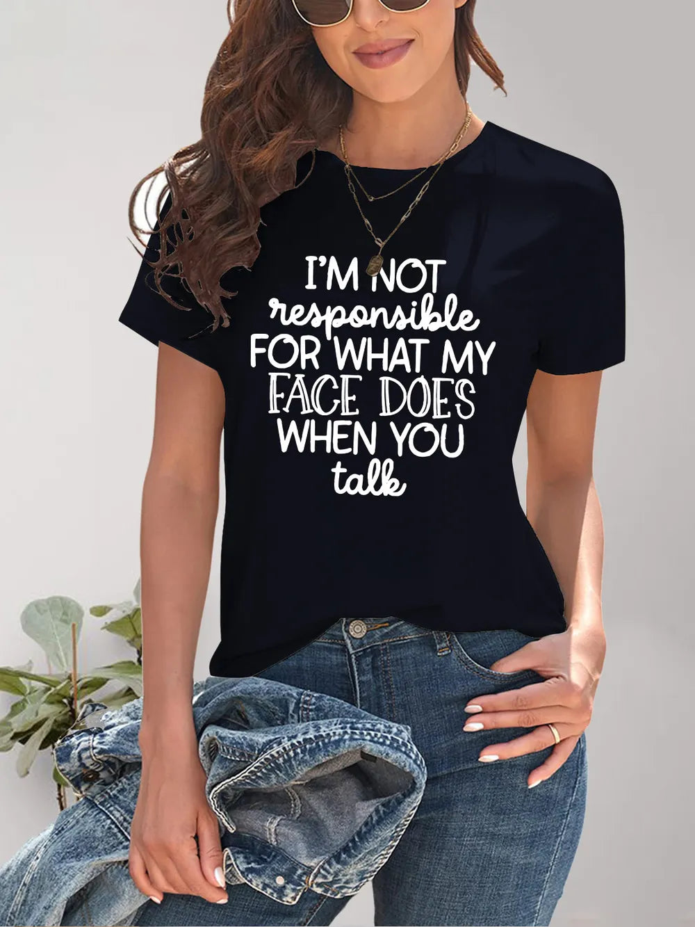 Letter Graphic Round Neck Short Sleeve T-Shirt – Trendsi | ClozArt